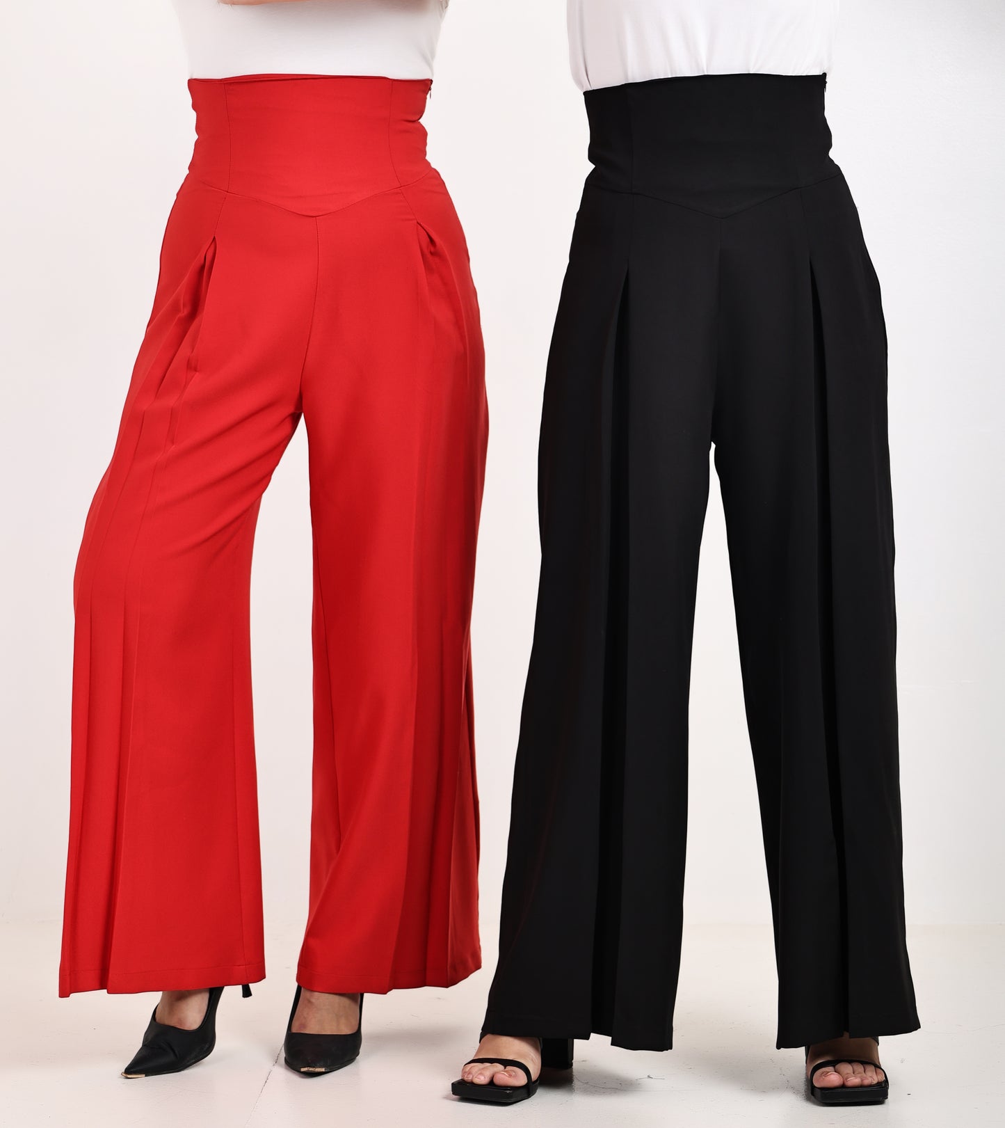 High waisted pleated straight leg pants