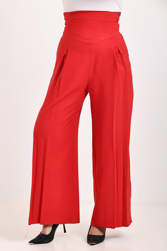 High waisted pleated straight leg pants