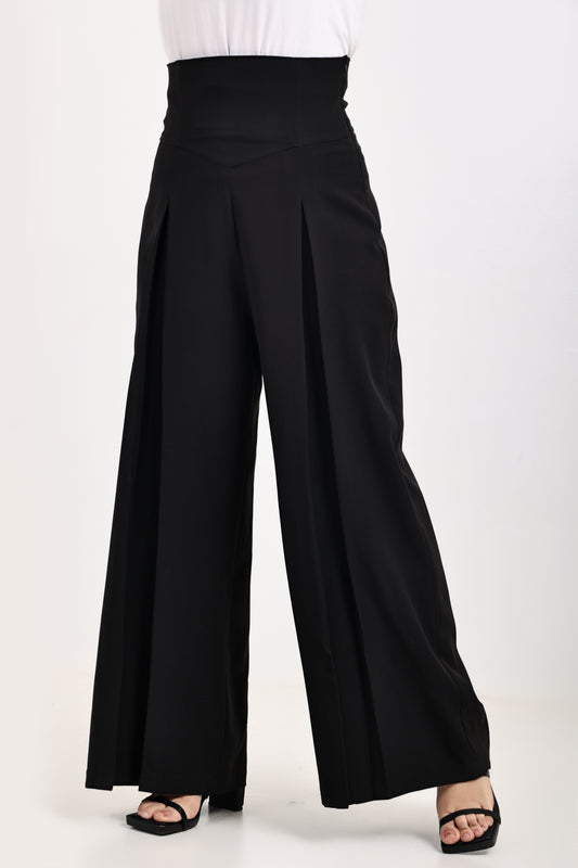 High waisted pleated straight leg pants